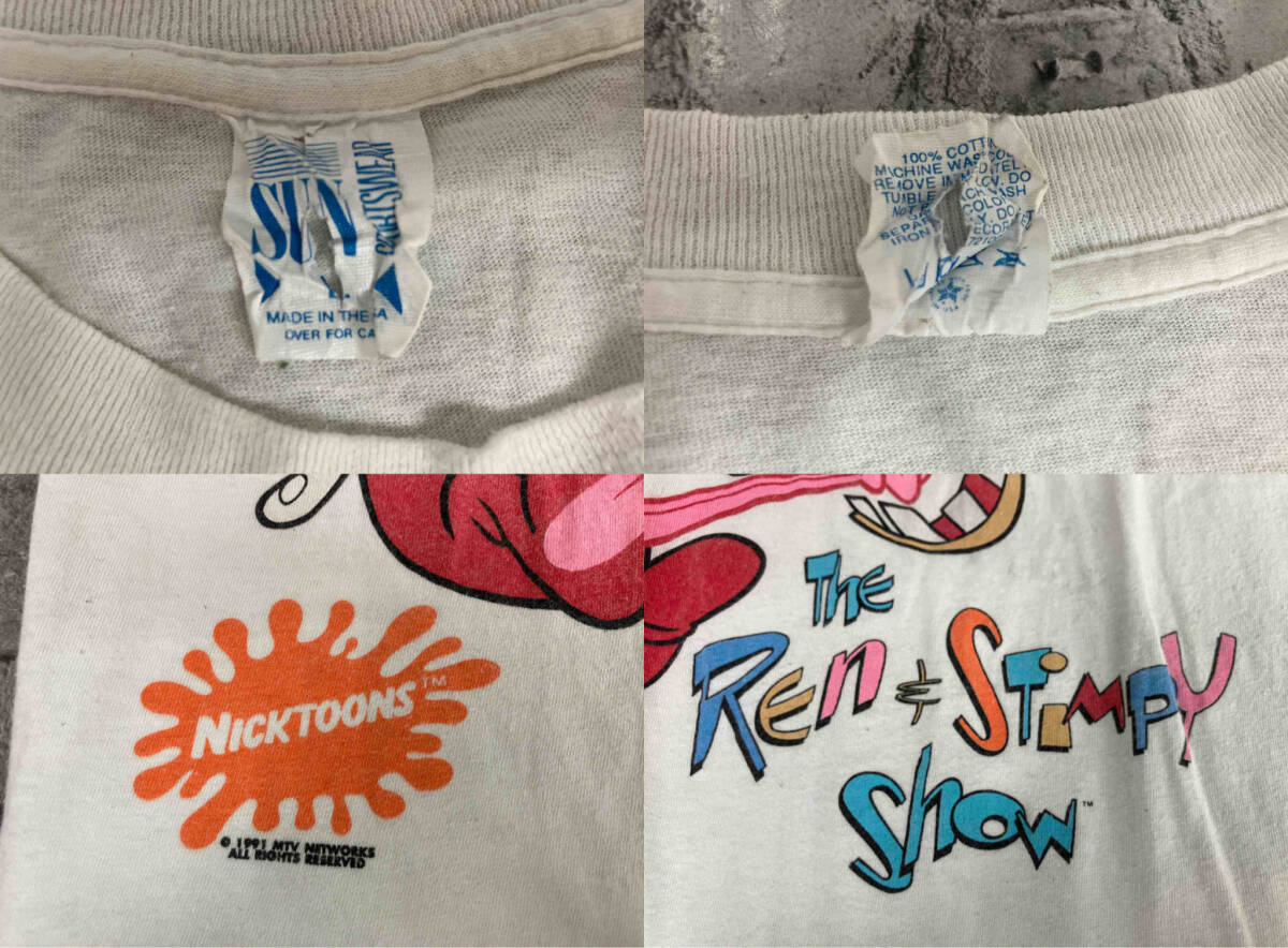 SUN サン Vintage 半袖Tシャツ 90s The Ren&Stimpy Show サイズL ホワイト 店舗受取可_画像9