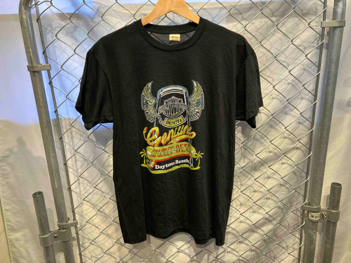 SCREEN STARS スクリーンスターズ 80s 半袖シャツ HARLEY BEER WINGS Tee Daytona Beach Mサイズ ブラック_画像1