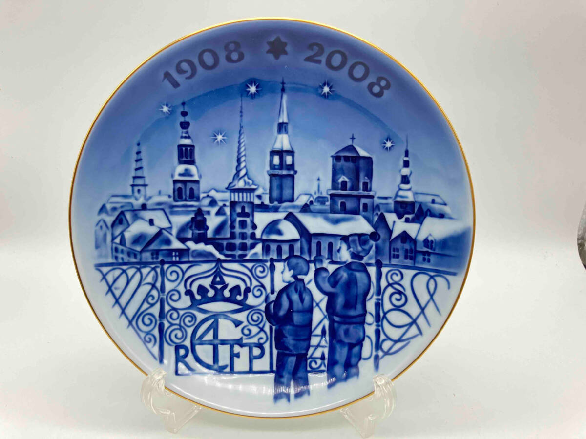 ロイヤルコペンハーゲン イヤープレート 飾り皿 1908-2008 直径約15cm （撮影用透明台座は含まれません）_画像2