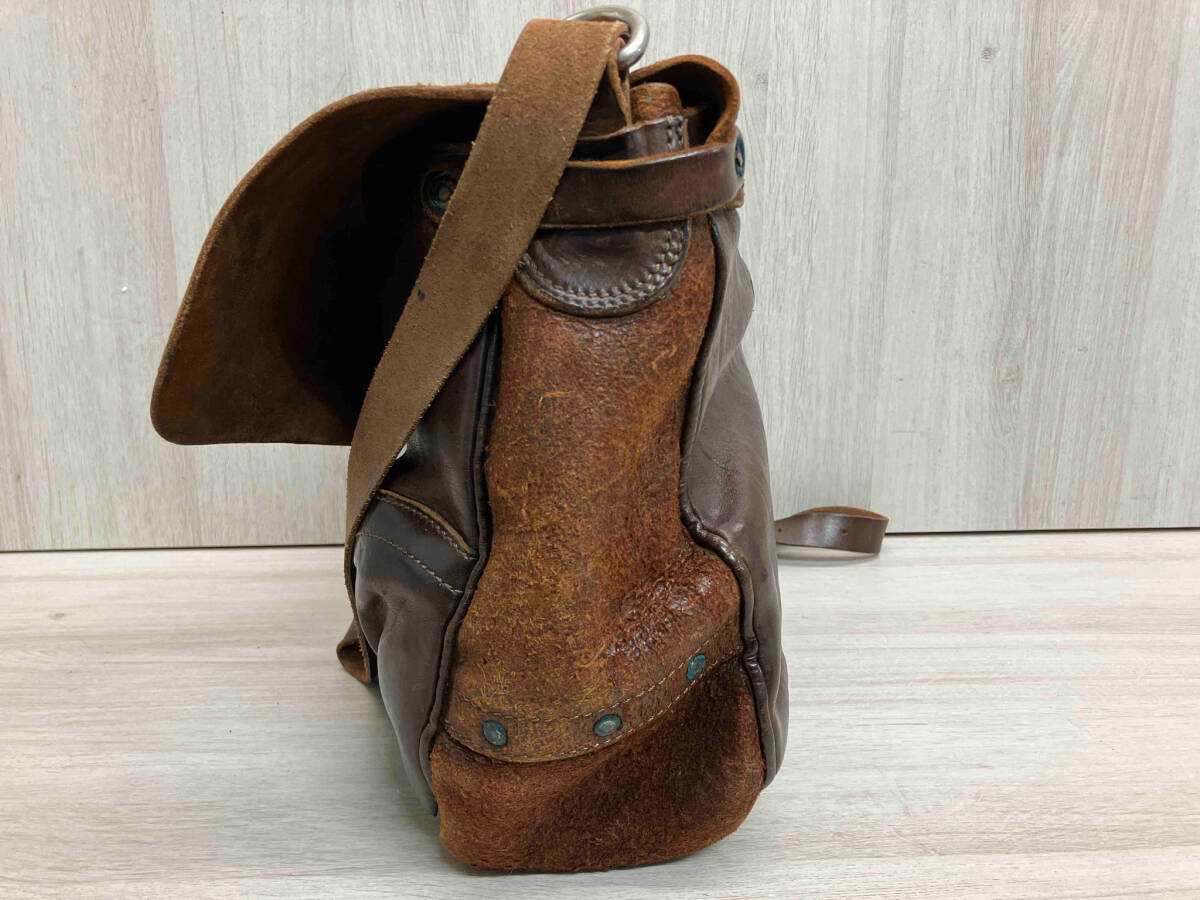 RRL RALPH LAUREN ラルフローレン レザーショルダーバッグ 革製 ブラウン 焦茶系 横幅約34cm_画像3