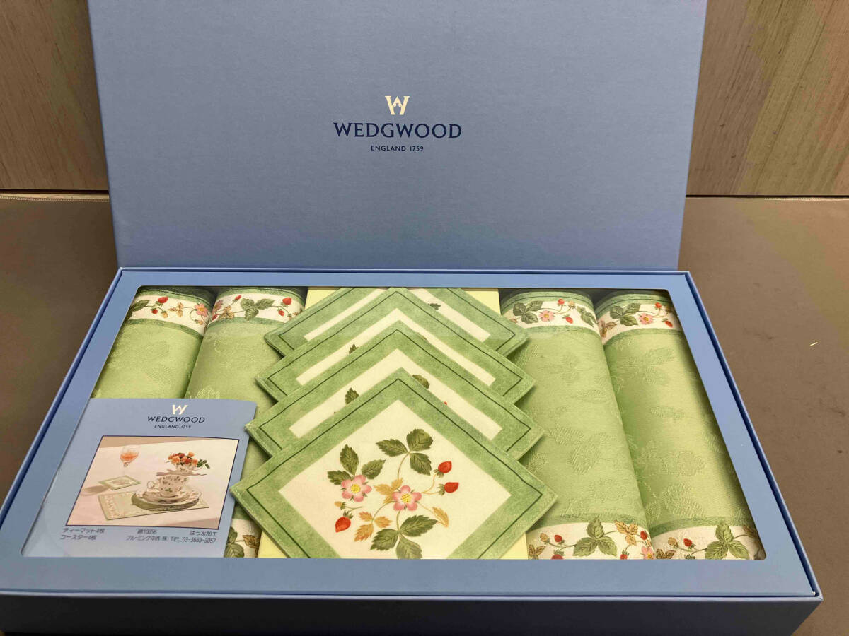 【未使用品】WEDGWOOD ティーマット・コースターセット　ロイヤルストロベリー・グリーン_画像1