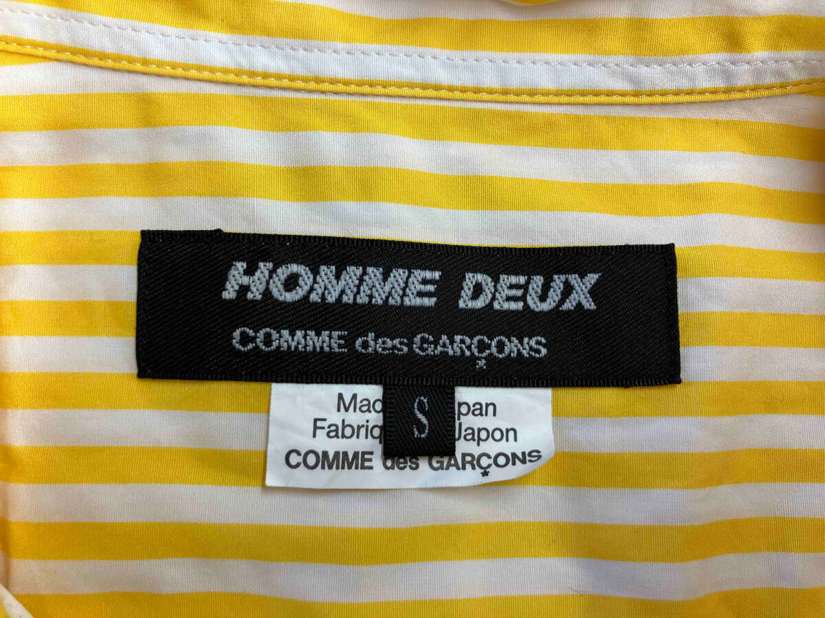 COMME des GARCONS HOMME DEUX／半袖シャツ／イエロー／ホワイト／ストライプ／サイズS_画像3