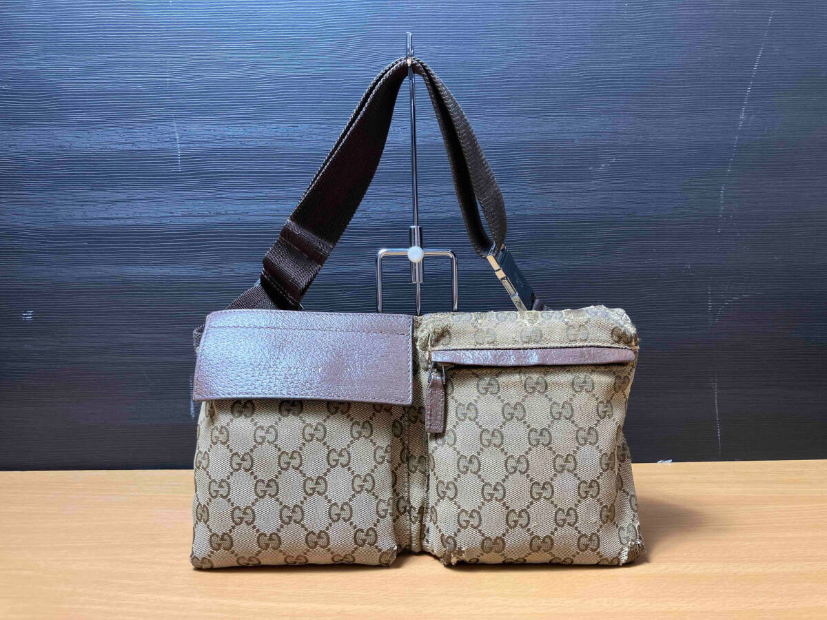 現状品 GUCCI グッチ ボディバッグ ウエストバッグ GGキャンバス 28566498879_画像1