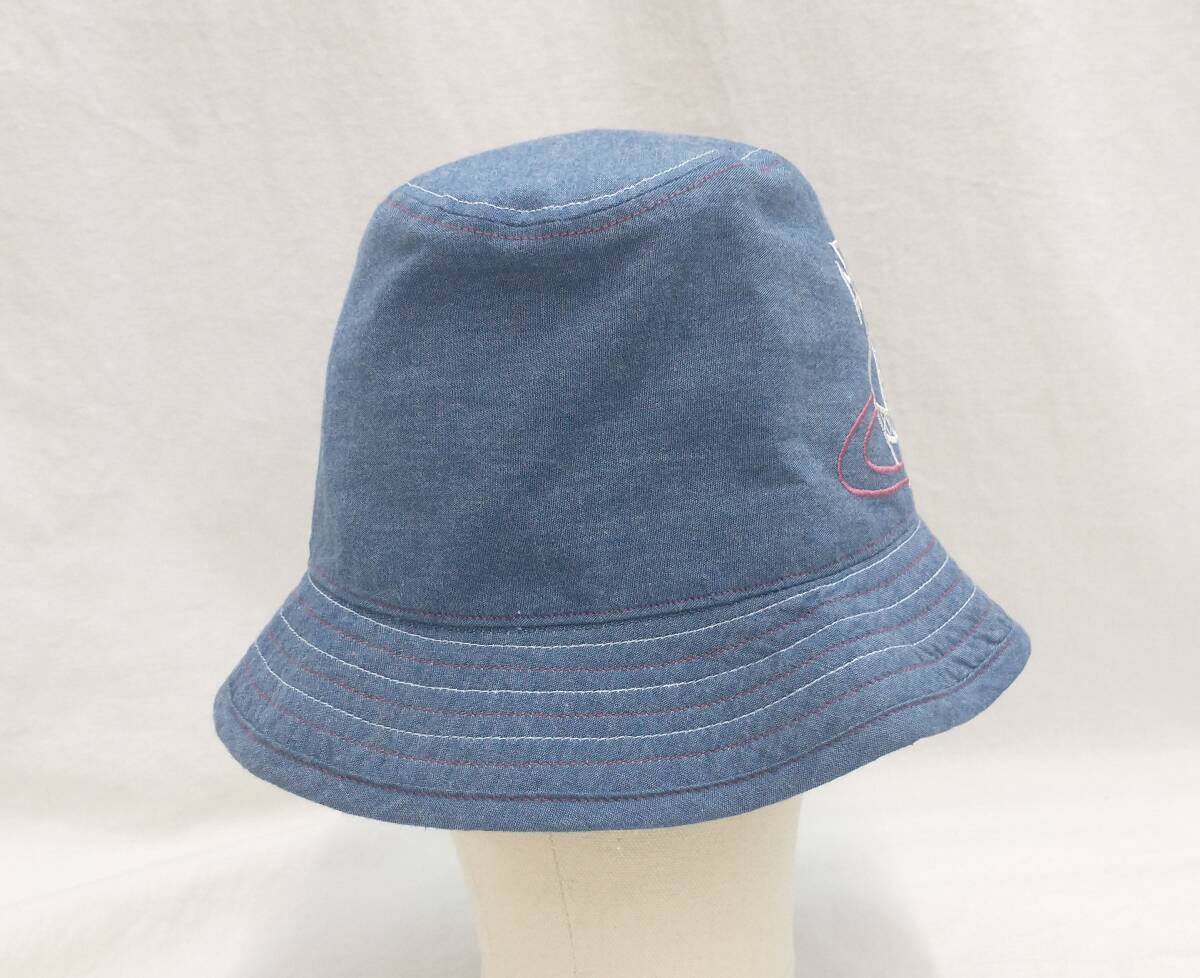 Vivienne Westwood ヴィヴィアンウエストウッド バケットハット 帽子 ブルー 青系 綿 エンブレム 刺繍 店舗受取可_画像4