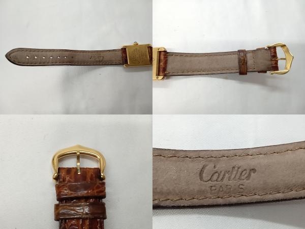 【ジャンク】 【BOX・国際保証書付】Cartier カルティエ マストタンクヴェルメイユ 37469 ケース925 クォーツ 腕時計の画像4