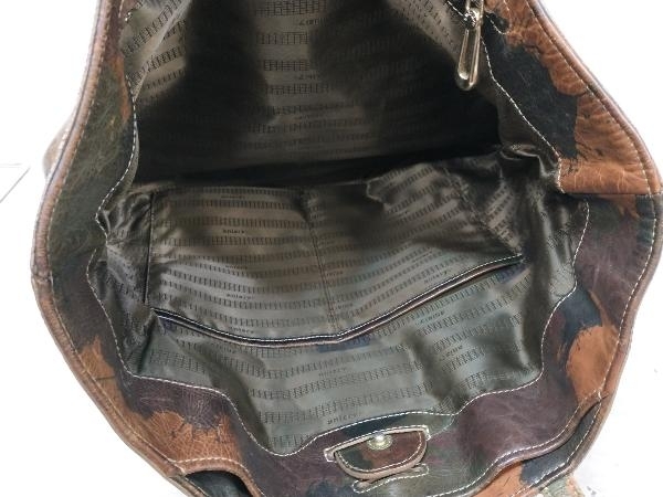  через год anianyani есть большая сумка ручная сумочка портфель кожа сделано в Японии большая вместимость камуфляж камуфляж -ju Brown × хаки 
