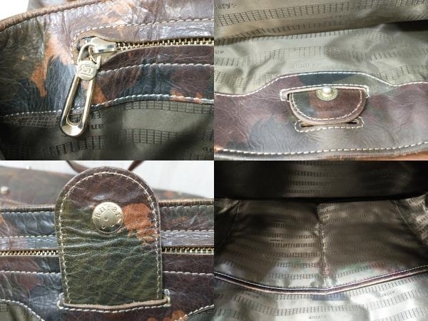  через год anianyani есть большая сумка ручная сумочка портфель кожа сделано в Японии большая вместимость камуфляж камуфляж -ju Brown × хаки 
