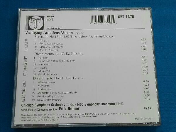 ChicagoSymphonyOrchestra(アーティスト) CD 【輸入盤】Eine Kleine Nachtmusik / Divertimentos_画像2