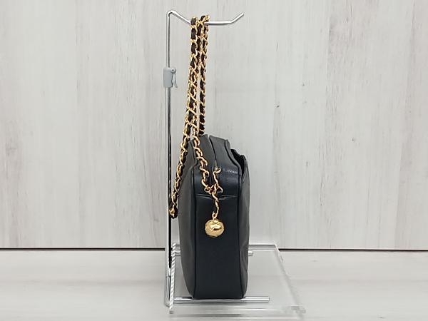 CHANEL トリプルココマーク 317※※※※ キャビアスキン ブラック ゴールド シャネル チェーンショルダーバッグ 鑑定書 ギャランティカード_画像3