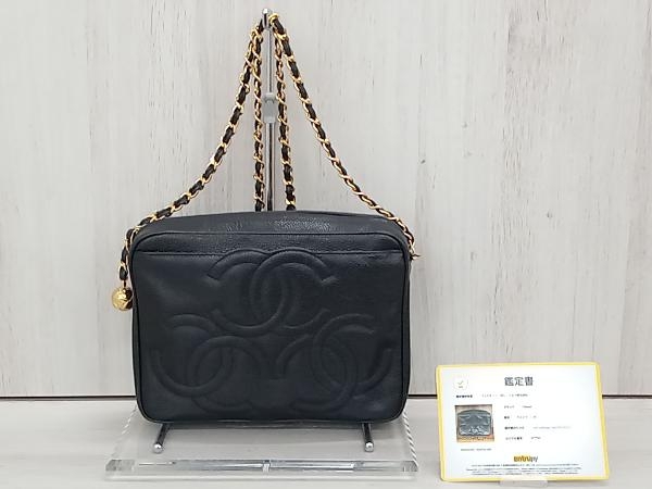 CHANEL トリプルココマーク 317※※※※ キャビアスキン ブラック ゴールド シャネル チェーンショルダーバッグ 鑑定書 ギャランティカード_画像1