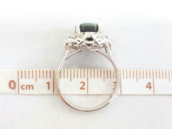 Pt900 プラチナ 天然ブラックオパール/天然ダイヤモンド ＃12 12号 D0.12ct 総重量5.9g リング 指輪 アクセサリー ソーティング付_画像5