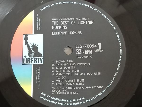 【LP】LIGHTNIN' HOPKINS ベスト・オブ・ライトニン・ホプキンス LLS70054_画像5