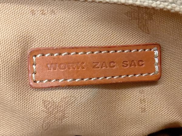 WORK ZAC SAC ワークザックサック トートバッグ 布製 ベージュ×ブラウン 横幅約37.5cm_画像5