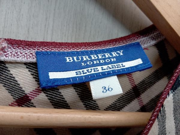 BURBERRY BLUE LABEL バーバリーブルーレーベル ノースリーブワンピース サイズ36 ベージュ チェック柄_画像3