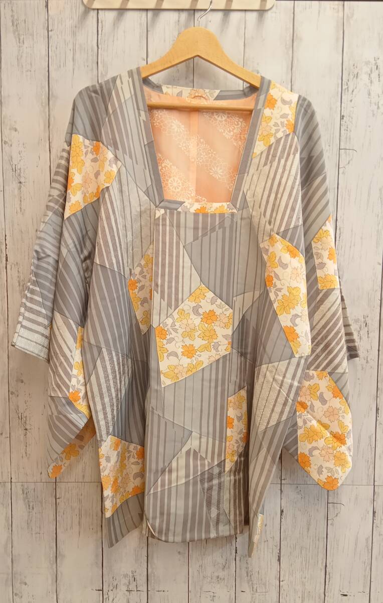 道行コート きりばめ風 ブルーグレー 上品 女性用 和装