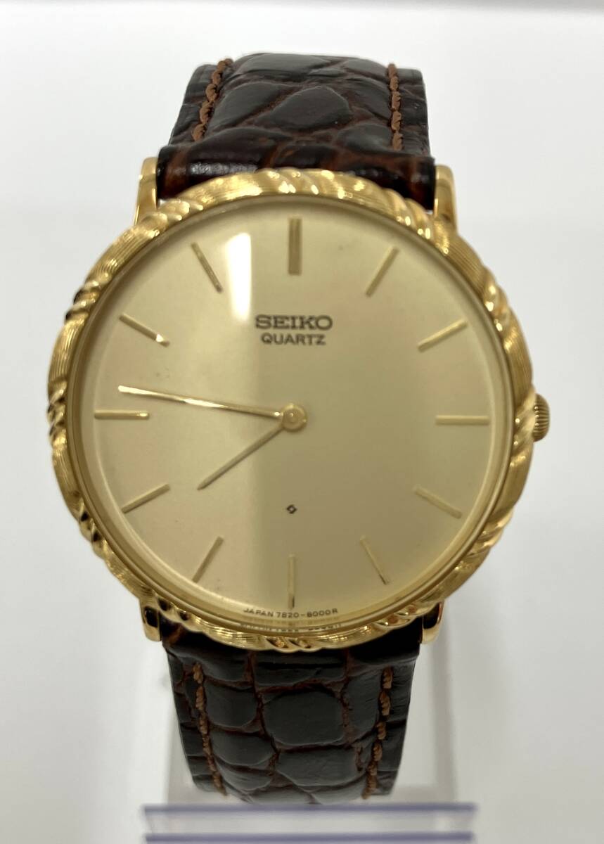 SEIKO セイコー 7820-8000 700＊＊＊ クォーツメンズ腕時計 18金 18K_画像1