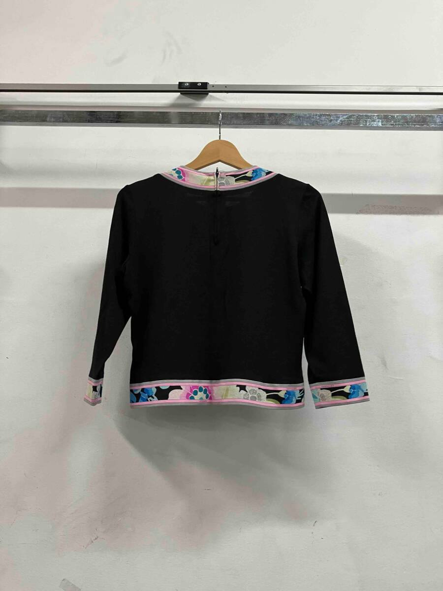 LEONARD レオナール 花柄 黒 長袖Tシャツ・カットソー サイズ表記L_画像2
