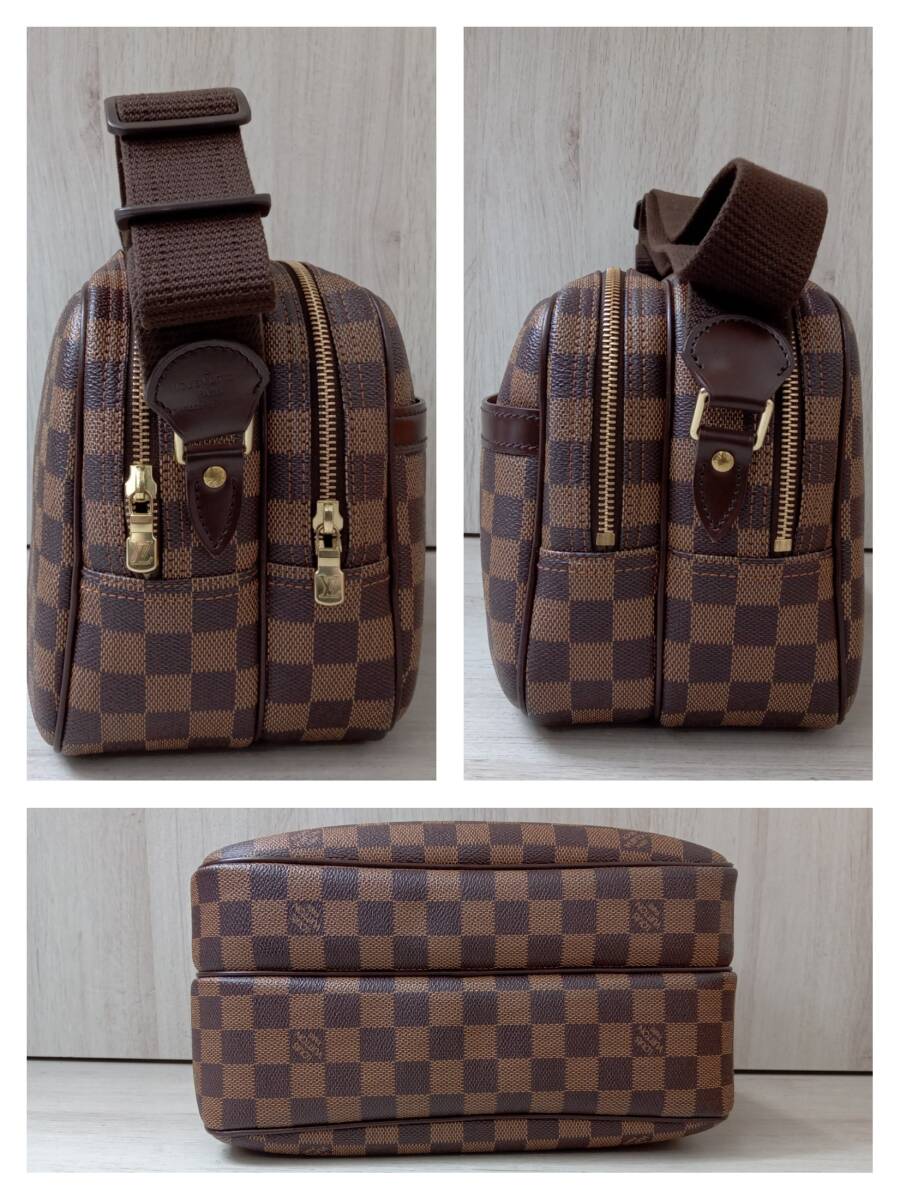 【美品】 AI鑑定済 LOUIS VUITTON ルイ?ヴィトン ダミエ?エベヌ N45253 リポーターPM ブラウン ショルダーバッグ レディースバッグ