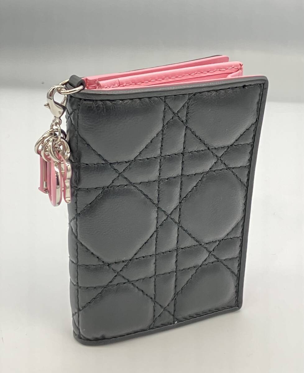 Christian Dior レディディオール カードケース カナージュ ブラックピンク 33-MA-1107 財布 クリスチャン・ディオール_画像2