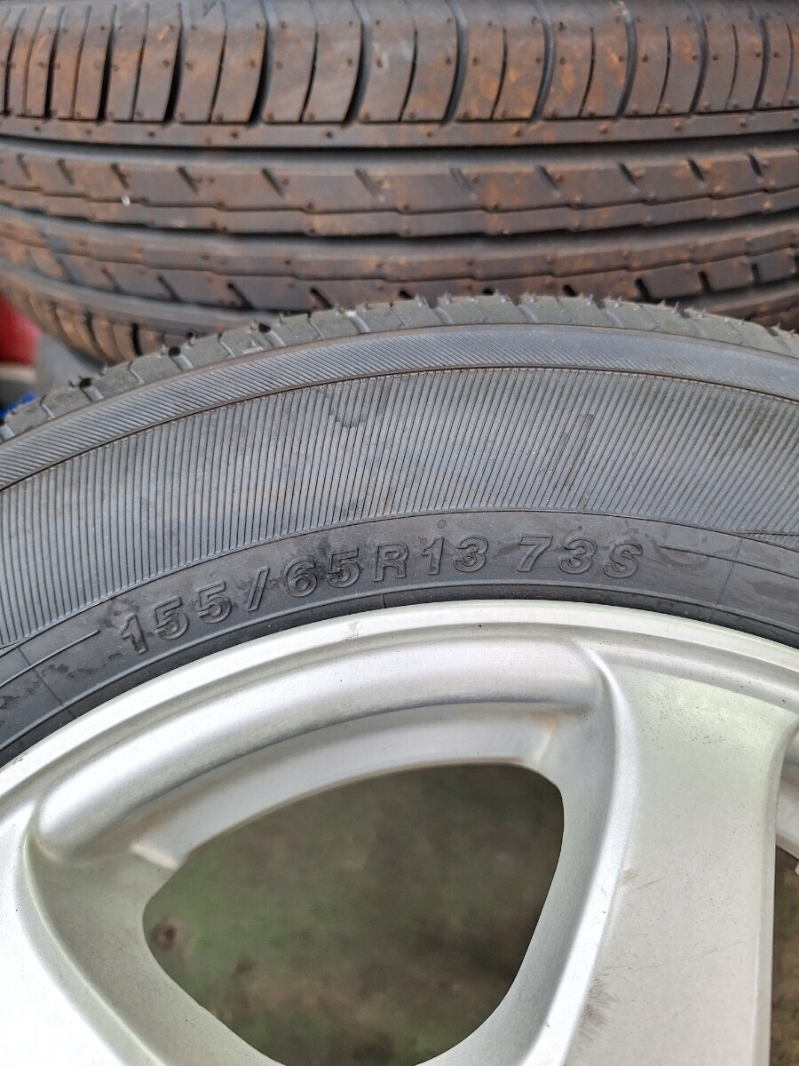 ヨコハマ　ブルーアース155/65R13　アルミホイール付き四本セット　ワゴンR　ムーヴ　ライフ　eKワゴン等、軽自動車全般に_画像3