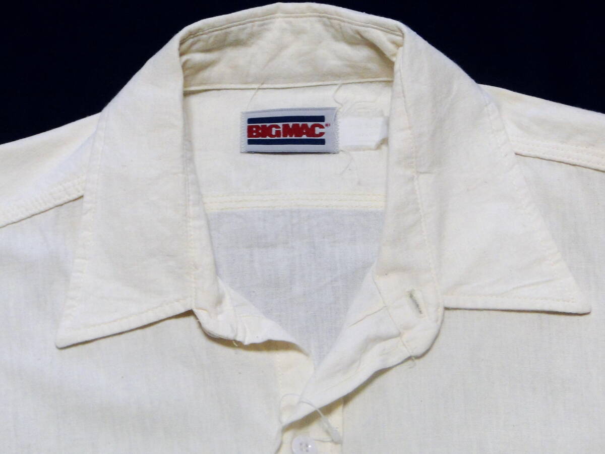 80s BIGMAC ビッグマック 無地 コットン ワークシャツ 生成り 未着用品 送料込