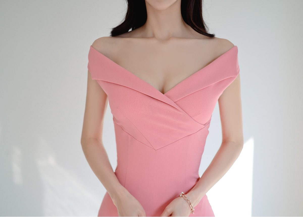 新品 上質 ワンピースladiesレディース sexy 綺麗めシルエット 披露宴dress タイト pink_画像10