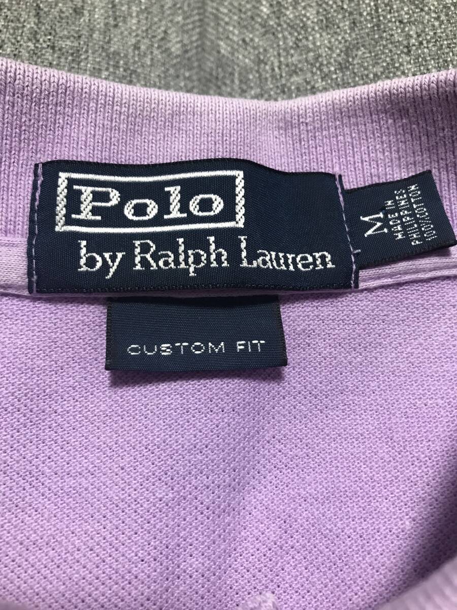 訳ありMサイズ　POLO RALPH LAUREN ポロラルフローレン 半袖ポロシャツ コットン100% パープル　紫　ワンポイント_画像3