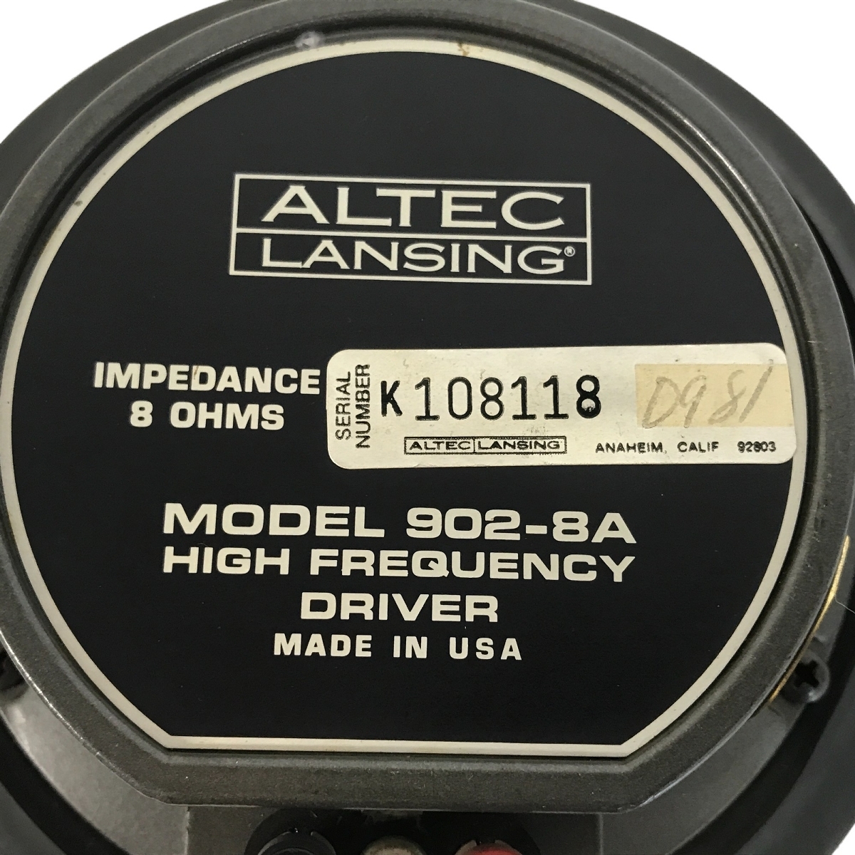 【動作保証】ALTEC 902-8A ドライバーユニット 単品 音響機材 中古 F8863642_画像7