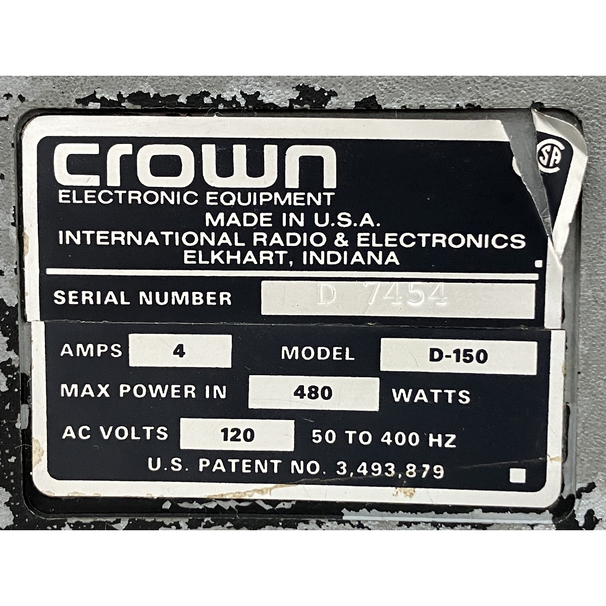 crown D-150 power amplifier Junk O8877091