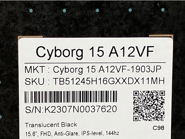 【動作保証】MSI Cyborg 15 A12VF 15.6インチ ノートパソコン i5-12450H 16GB SSD 1TB RTX 4060 win11 中古 良好 M8792171の画像10