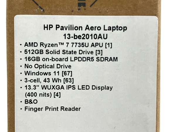 【動作保証】HP Pavilion Aero13 G3 LAPTOP ノートパソコン ノートPC パビリオン 未使用 未開封 T8806482の画像6