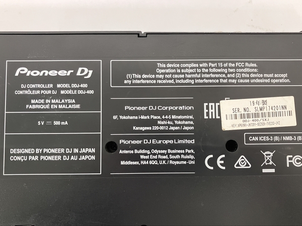 Pioneer DDJ-400 DJコントローラー 2019年製 音響機材 ジャンク Y8827184_画像3