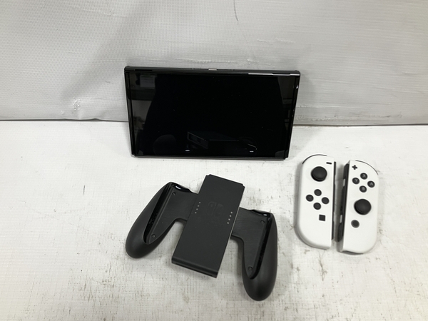 【動作保証】 Nintendo ニンテンドー HEG-001 スイッチ Switch 有機EL モデル ホワイト ソフト付き ゲーム機 本体 中古 H8771987_画像1