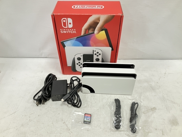 【動作保証】 Nintendo ニンテンドー HEG-001 スイッチ Switch 有機EL モデル ホワイト ソフト付き ゲーム機 本体 中古 H8771987_画像2