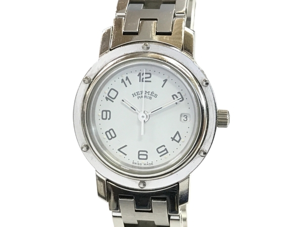 エルメス HERMES 腕時計 クリッパー CL4.210 クォーツ ホワイト文字盤 SS 不動品 中古 T8250502_画像6