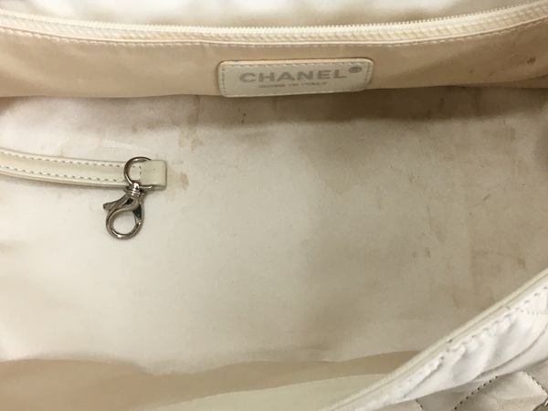 CHANEL チェーンショルダーバッグ ラムスキン レディース ベージュ 中古 T8165106_画像9