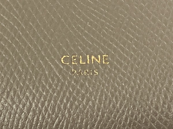 セリーヌ ラージ ストラップ ウォレット グレー レディース 財布 長財布 レザー マルチファンクション CELINE 中古 T8566869_画像9