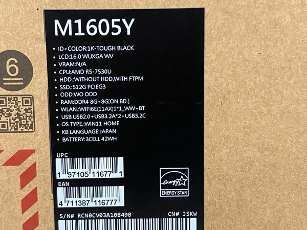 【動作保証】 ASUS 16インチ ノートPC Vivobook M1605Y 未使用 未開封 T8865918_画像3