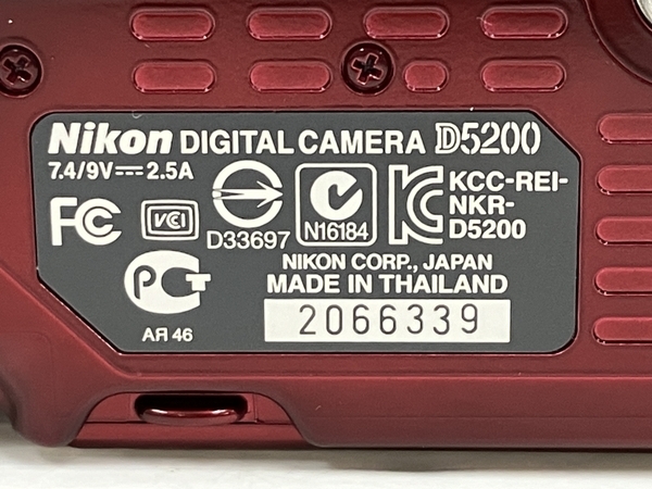 【動作保証】Nikon D5200 一眼レフカメラ 18-55mm 1:3.5-5.6G VRレンズキット レッド 中古 O8860663_画像3