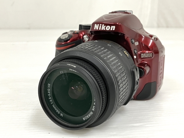 【動作保証】Nikon D5200 一眼レフカメラ 18-55mm 1:3.5-5.6G VRレンズキット レッド 中古 O8860663_画像1