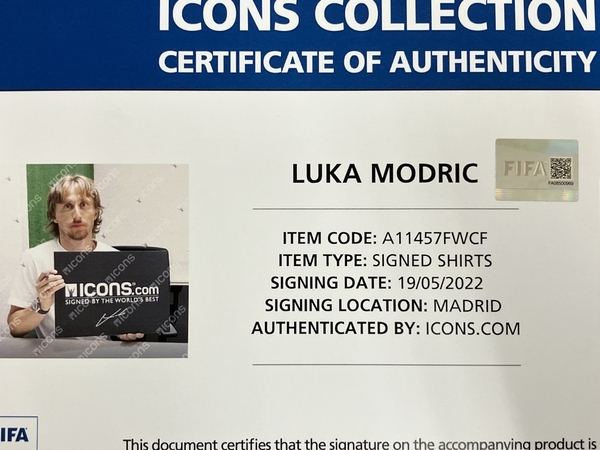 [ certificate attaching ]ICONS A11457FWCFmodo Ricci Croatia Home 20-21 with autograph uniform frame attaching unused O8651085