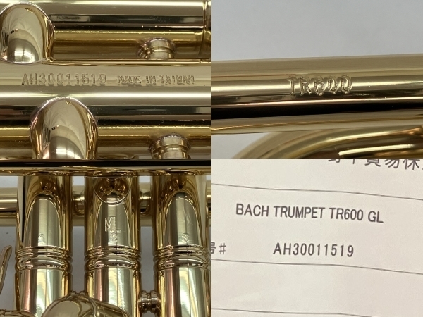 【動作保証】BACH TR600 GL トランペット ゴールドラッカー 仕上げ ハードケース 付き 金管 楽器 吹奏楽 バック 中古 C8828273_画像10