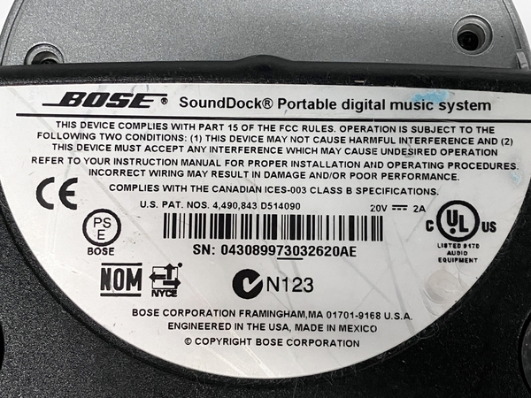【動作保証】BOSE N123 SoundDock Portable digital music system スピーカー ジャンク F8829896_画像9