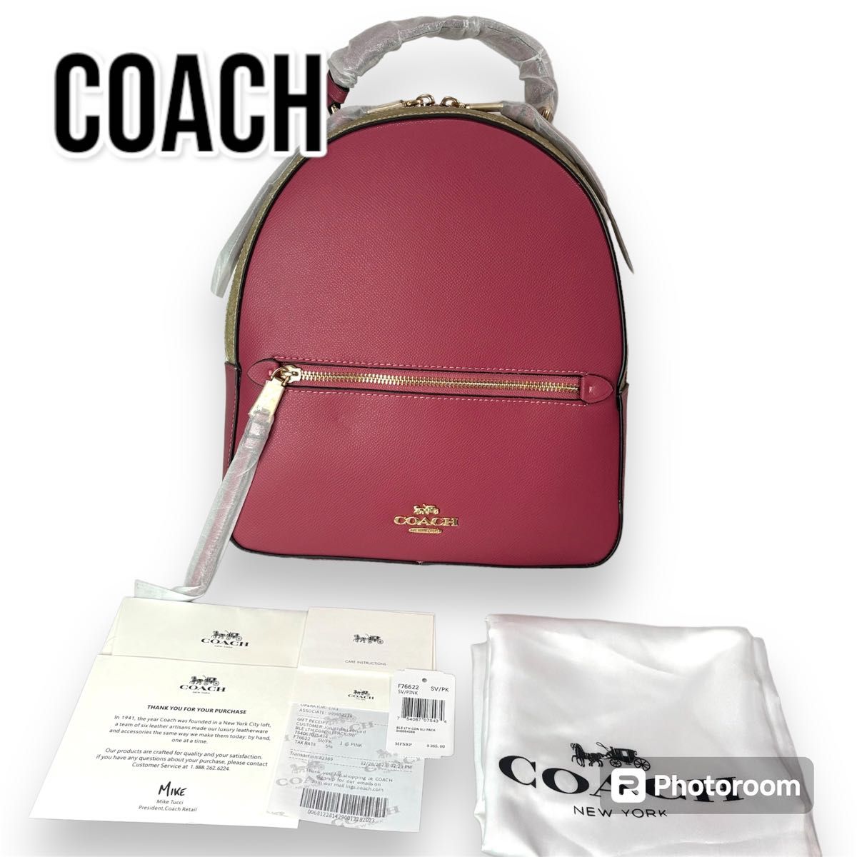 【新品タグ有】COACH コーチ リュック ピンク 人気 大人 レザー バックパック リュックサック レザー シグネチャー