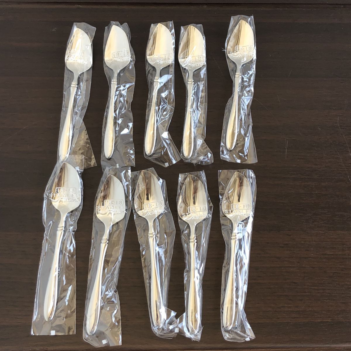 ① unused long-term storage azma10 pcs set AZUMA 18-8 stainless steel spoon /45-31