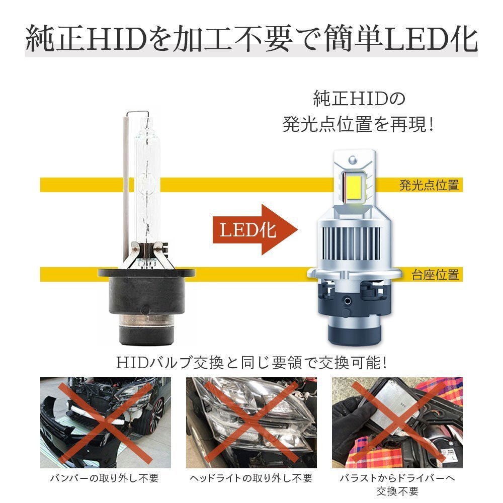 【安心保証】【送料無料】HID屋 LED ヘッドライト HIDをLED化！8200lm 6500k 一体型 車検対応 D2S/D4S ノートにおススメ！_画像6