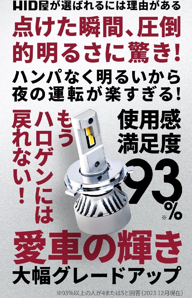 【ダブルSALE!】2,049円OFF【安心保証】送料無料 HID屋 LED ヘッドライト H1 H3 H4 H7 H8 H10 H11 H16 HB3 49600cd 車検対応 アルト_画像2