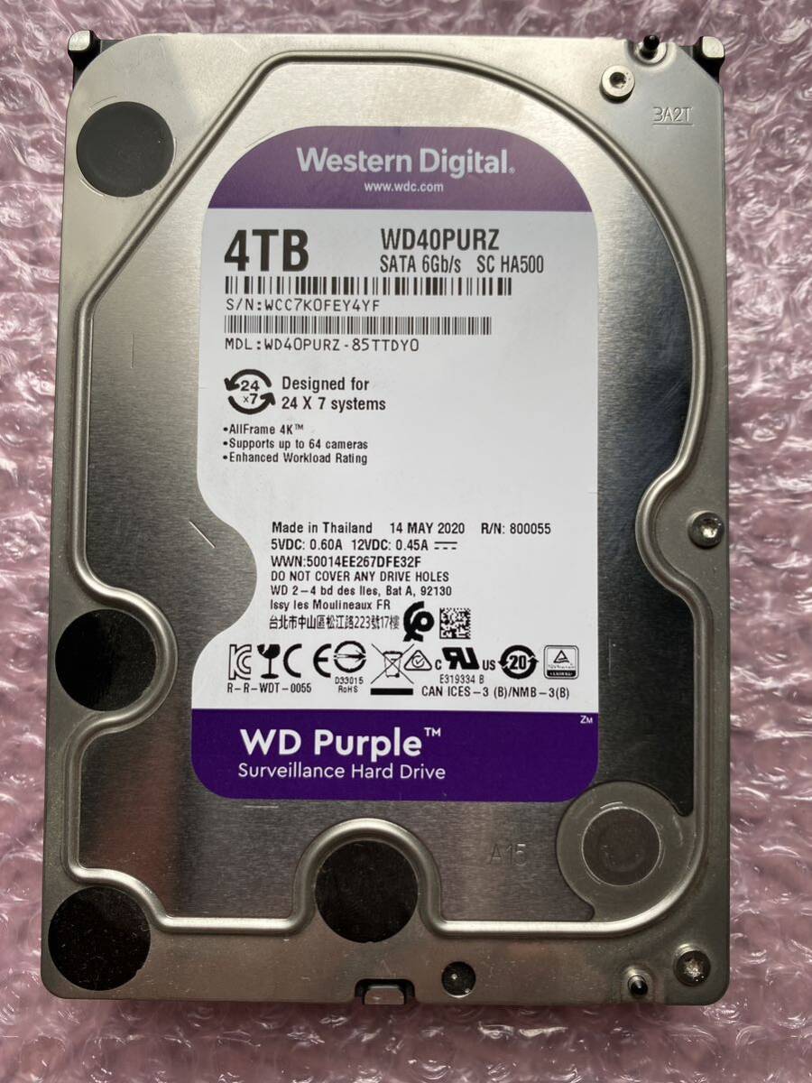 Western Digital SATA HDD 4TB purple WD40PURZの画像1