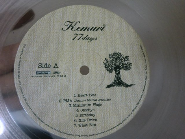 (D)何点でも同送料 LP/レコード/Clear Vinyl】Kemuri / 77days/クリアカラー盤_画像3