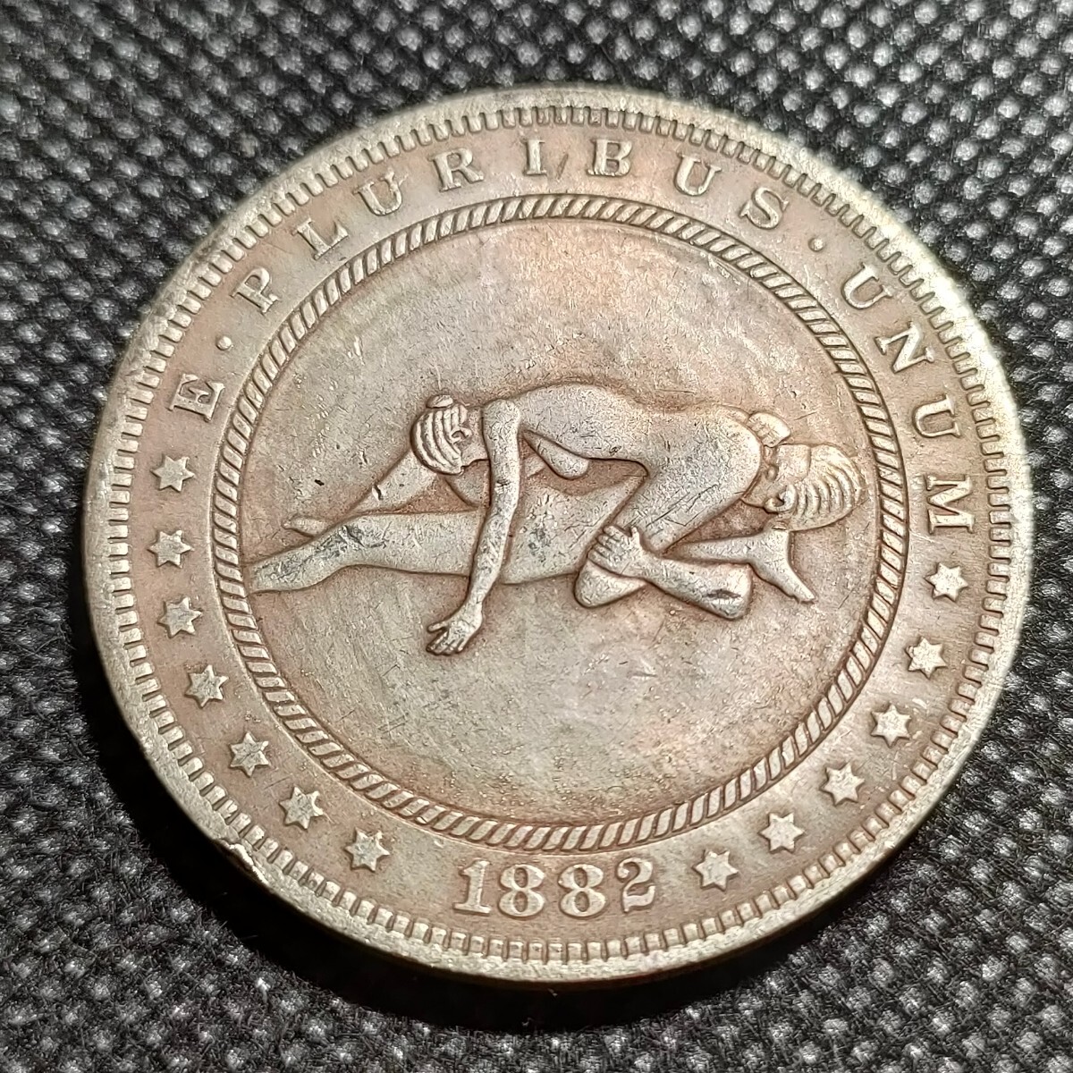 7529 アメリカ古銭 ルンペン 約38mm イーグル チャレンジコイン ゴルフマーカー コイン アンティーク ホーボーの画像1